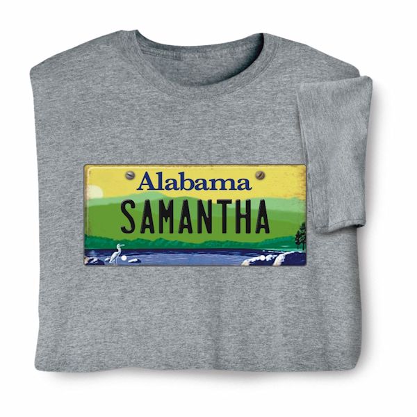 Product image for Personalized State License Plate T-Shirt or Sweatshirt - Alabama