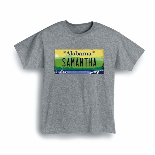 Product image for Personalized State License Plate T-Shirt or Sweatshirt - Alabama