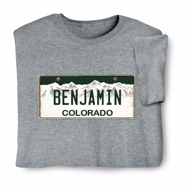 Product image for Personalized State License Plate T-Shirt or Sweatshirt - Colorado