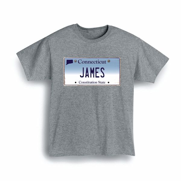 Product image for Personalized State License Plate T-Shirt or Sweatshirt - Connecticut