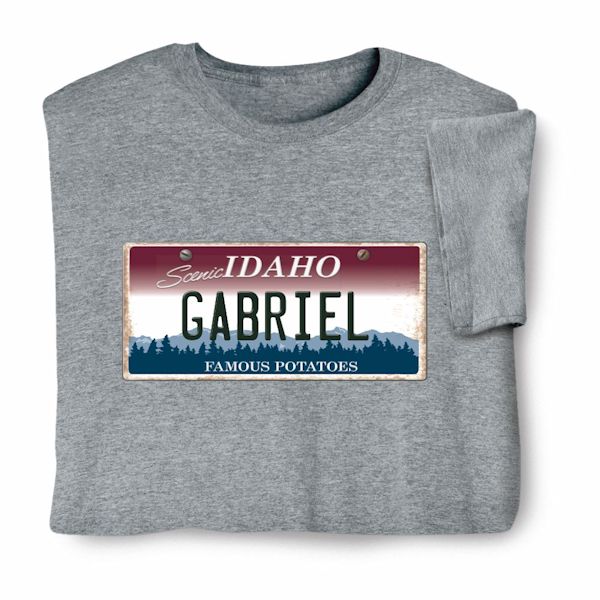 Product image for Personalized State License Plate T-Shirt or Sweatshirt - Idaho