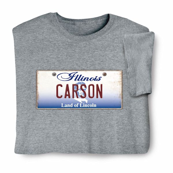 Product image for Personalized State License Plate T-Shirt or Sweatshirt - Illinois
