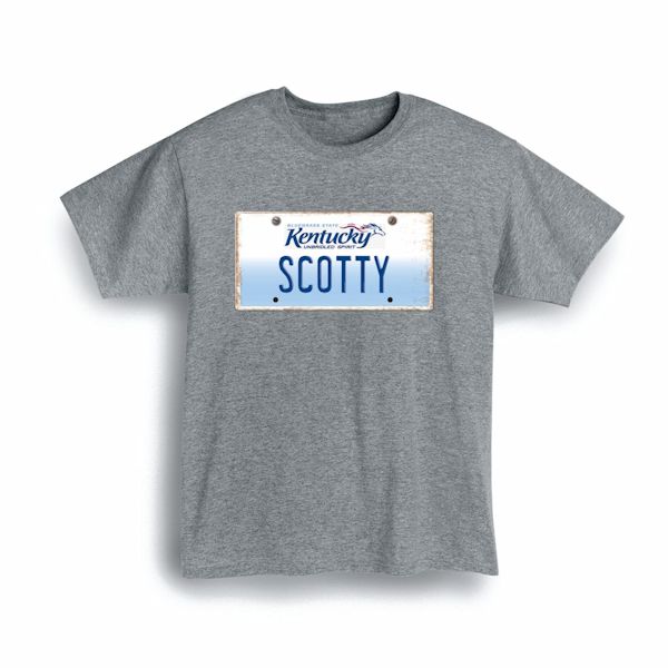 Product image for Personalized State License Plate T-Shirt or Sweatshirt - Kentucky