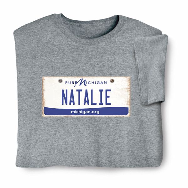 Product image for Personalized State License Plate T-Shirt or Sweatshirt - Michigan