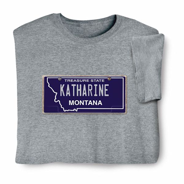 Product image for Personalized State License Plate T-Shirt or Sweatshirt - Montana