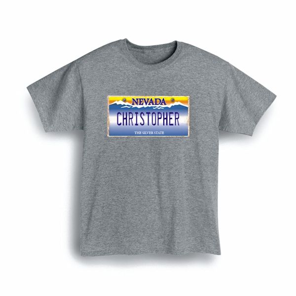 Product image for Personalized State License Plate T-Shirt or Sweatshirt - Nevada