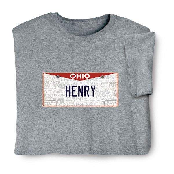Product image for Personalized State License Plate T-Shirt or Sweatshirt - Ohio