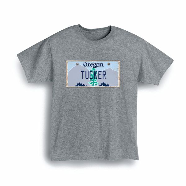 Product image for Personalized State License Plate T-Shirt or Sweatshirt - Oregon