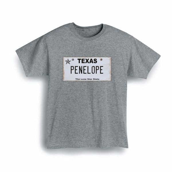 Product image for Personalized State License Plate T-Shirt or Sweatshirt - Texas
