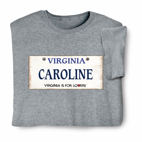 Product image for Personalized State License Plate T-Shirt or Sweatshirt - Virginia