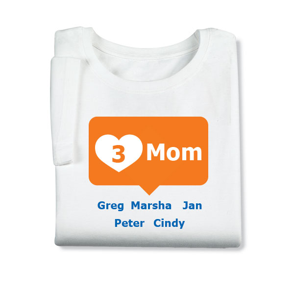 Product image for Personalized Orange Mom's Heart Mom T-shirt