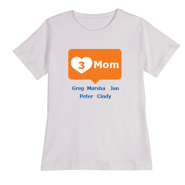 Product image for Personalized Orange Mom's Heart Mom T-shirt