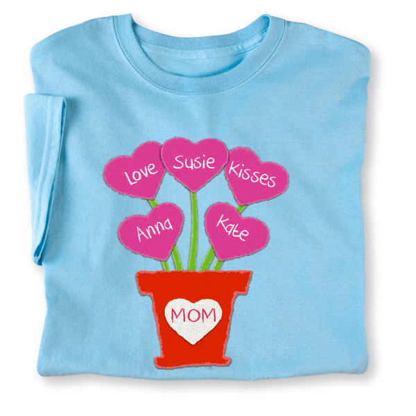 Product image for Personalized Mother's Day Heart Flower Pot Shirt