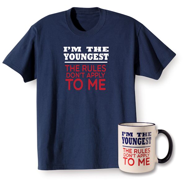 Product image for Rules Youngest T-shirt and Mug Gift Set