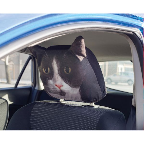 Product image for Black & White Tuxedo Cat Headrest Covers - Set of 2