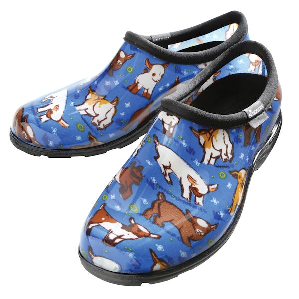 Farm Animal Print Waterproof Clogs - Blue Goats at What on Earth | CW5482
