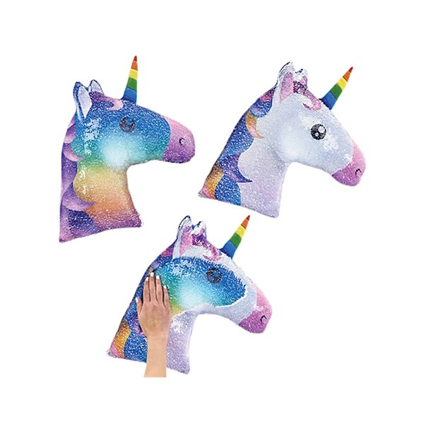 Product image for Sequin Swipe Unicorn Throw Pillow - Color Changes from White to Rainbow