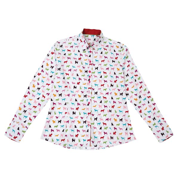 Colorful Dogs Button-Down Blouses | What on Earth | CY7326