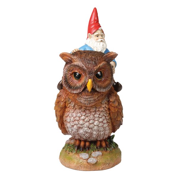 Product image for Owl-Rider Gnome Garden Sculpture