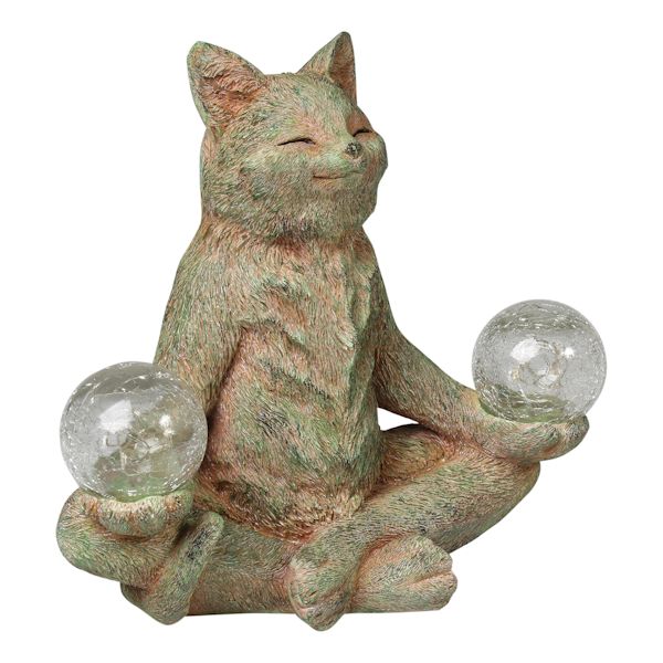 Product image for Solar Meditating Cat Garden Sculpture