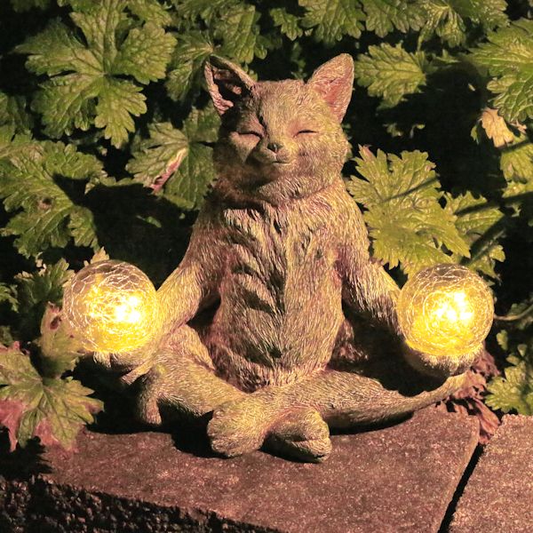 Product image for Solar Meditating Cat Garden Sculpture