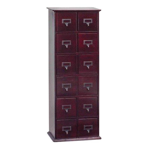 Product image for Library CD Storage Cabinet, Cherry Oak - 12 Drawers