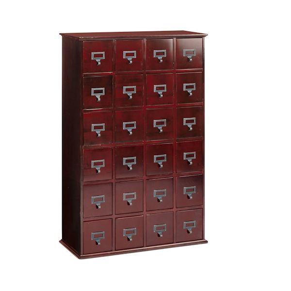 Product image for Library Style CD Storage Cabinet with 24 Drawers, cherry oak - Holds 288 CDs