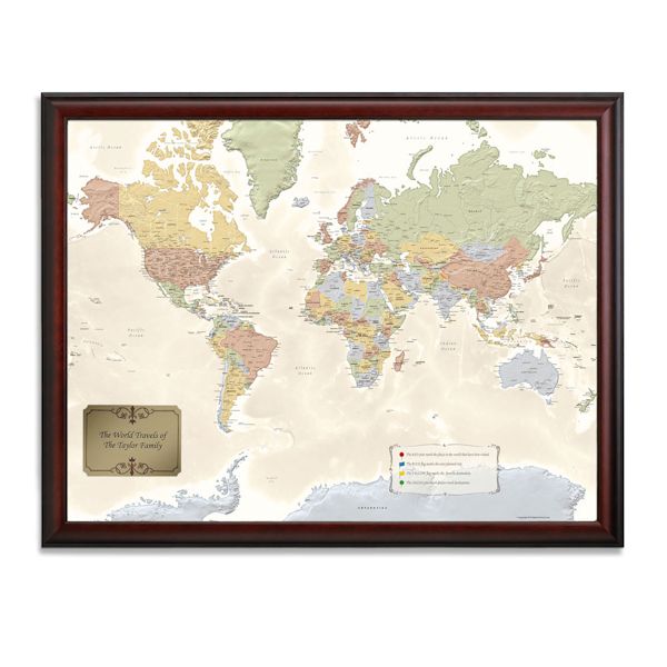 Product image for Personalized World Traveler Map Set Framed with Pins