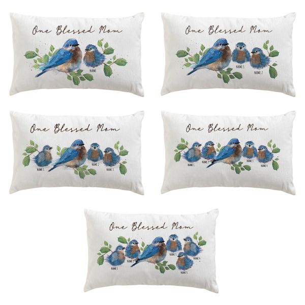 Product image for Personalized One Blessed Mom Bird Pillow