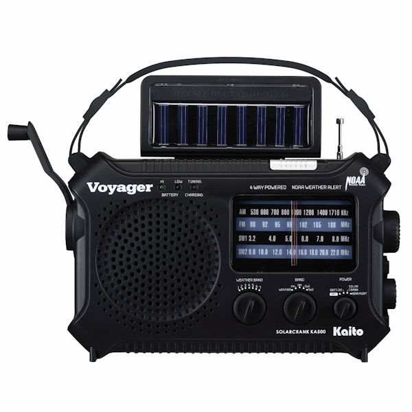 Product image for 4-Way Powered Emergency Weather Alert Radio With Cell Phone Charger - Black