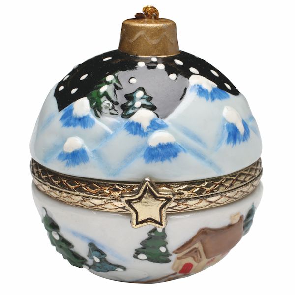 Product image for Porcelain Surprise Ornament - Winter Night Sphere
