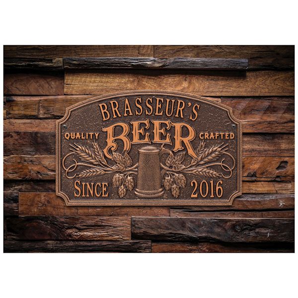 Product image for Personalized Quality Craft Beer Plaque, Antique Copper