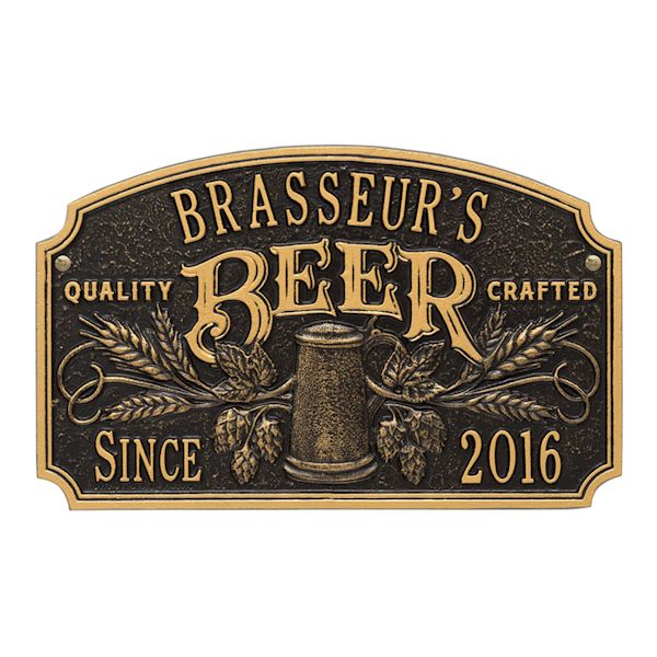 Product image for Personalized Quality Craft Beer Plaque, Black/Gold