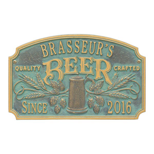 Product image for Personalized Quality Craft Beer Plaque, Verdigris