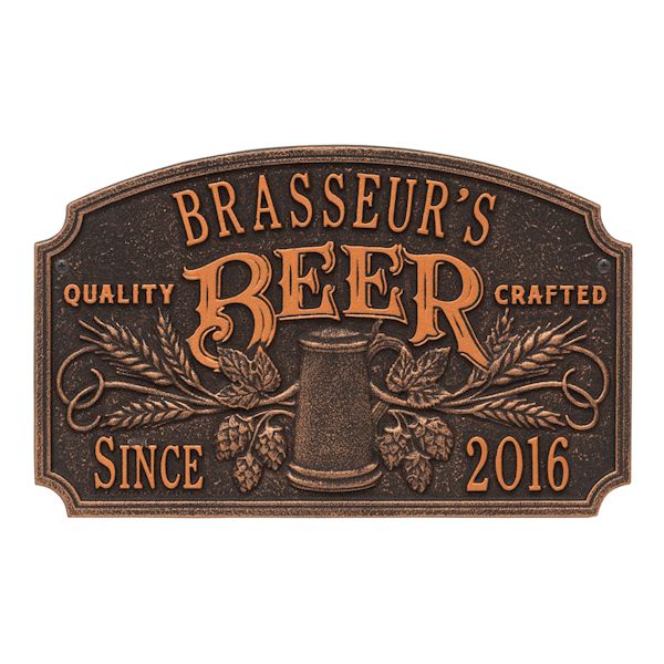 Product image for Personalized Quality Craft Beer Plaque, Oil Bronze
