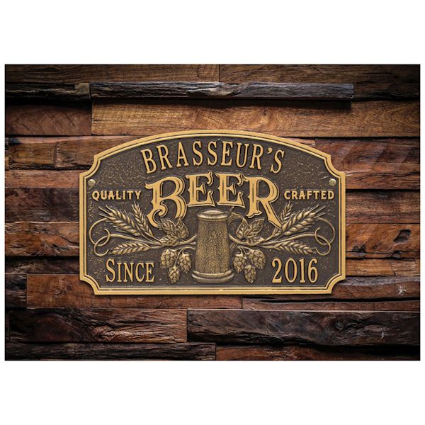 Product image for Personalized Quality Craft Beer Plaque, Brnze/Gold