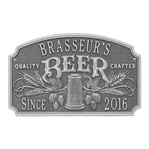 Product image for Personalized Quality Craft Beer Plaque, Pewter/Silver