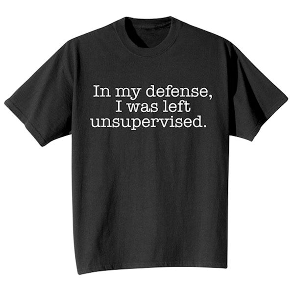 Product image for "In My Defense, I Was Left Unsupervised" Funny T-Shirt or Sweatshirt