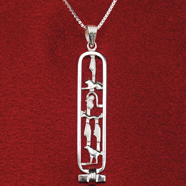 Product image for Personalized Egyptian Cartouche Pendant & Chain Jewelry in Sterling Silver