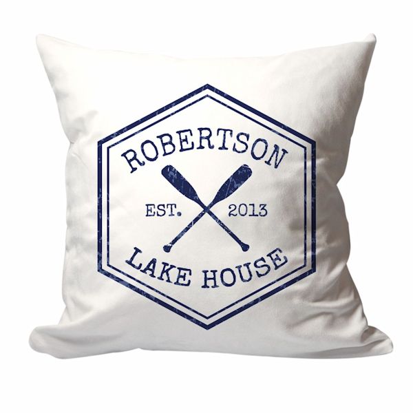 Product image for Personalized Lake House Family Name Pillow