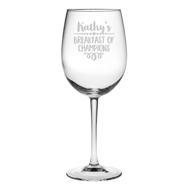 Product image for Personalized 'Breakfast of Champions' Stemmed Wine Glass