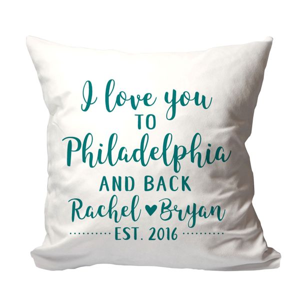 Product image for Personalized 'I Love You to {Location} and Back' PIllow