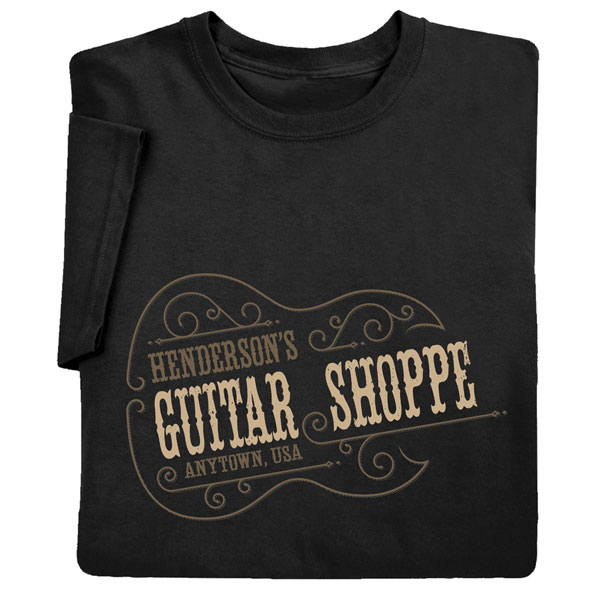 Product image for Personalized "Your Name" Vintage Guitar Shoppe T-Shirt or Sweatshirt