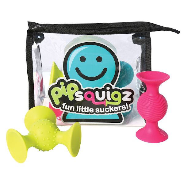 Product image for Fat Brain Toys PipSquigz 6 Piece Set with Storage Bag - Exclusive Rattle Suction Toy Building Set - BPA-Free