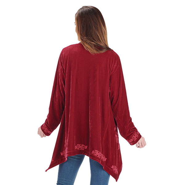 Product image for Women's Floral Embroidered Velvet Kimono - Boho Open Front Cardigan