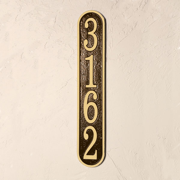 Product image for Personalized Vertical House Number Plaque, Bronze/Gold