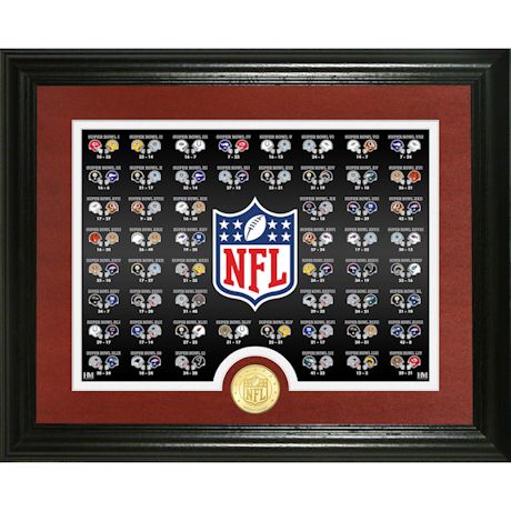 Framed NFL Super Bowl Pins Collection