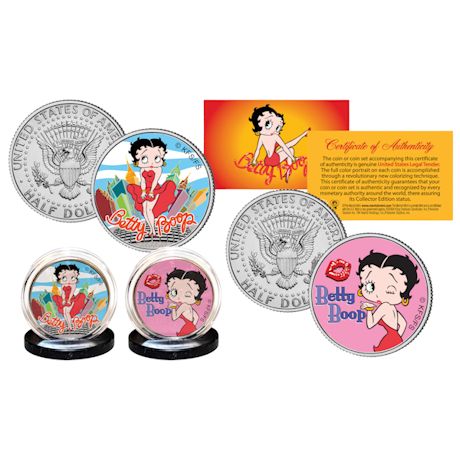 Betty Boop JFK Half Dollar 2 Coin Set