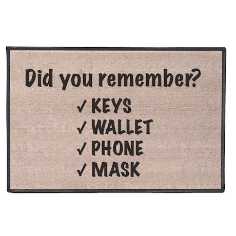 Did You Remember? Keys, Wallet, Phone, Mask Doormat