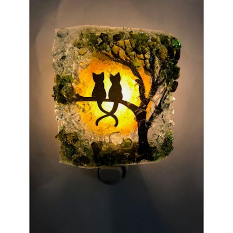 Kitties In A Tree Recycled Glass Nightlight
